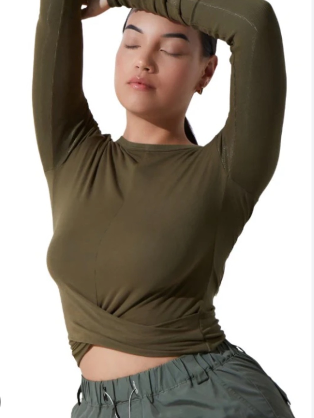 NOLI Wrap Rib Crop Top Long Sleeve | Plum